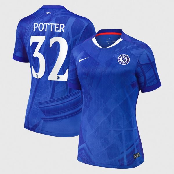 Chelsea Cup Nike Home Stadium Shirt 2025-26 - Womens with Potter 32 printing