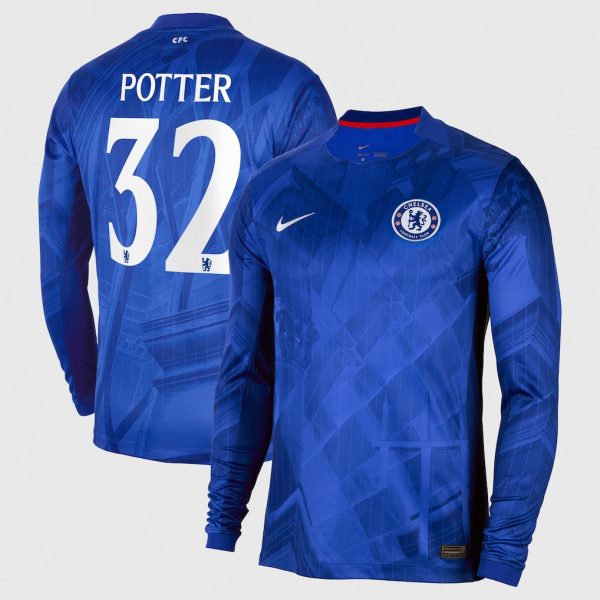 Chelsea Cup Nike Stadium Home Long Sleeve Shirt 2025-26 with Potter 32 printing
