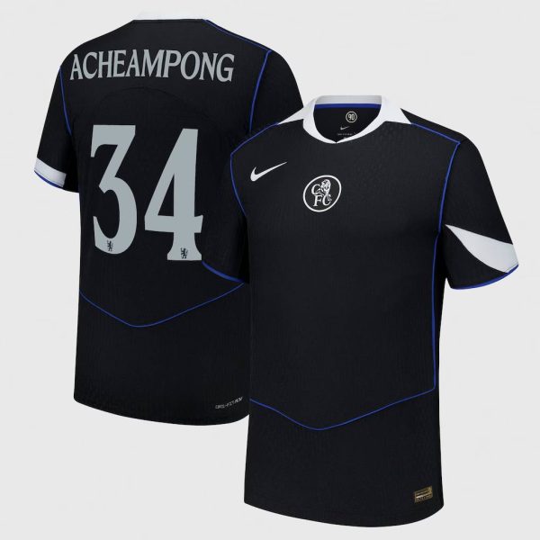 Chelsea Cup Nike Third Dri Fit Adv Match Shirt 2025-26 with Acheampong 34 printing