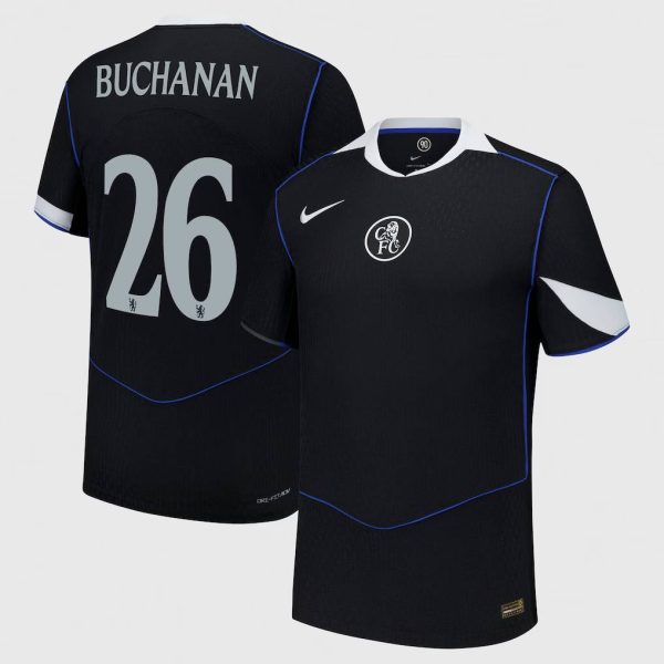 Chelsea Cup Nike Third Dri Fit Adv Match Shirt 2025-26 with Buchanan 26 printing