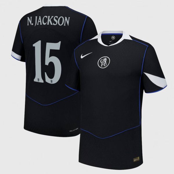 Chelsea Cup Nike Third Dri Fit Adv Match Shirt 2025-26 with N.Jackson 15 printing