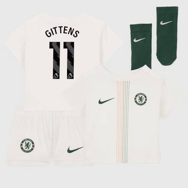 Chelsea Nike Away Stadium MiniKit 2025-26 - Infants with Gittens 11 printing