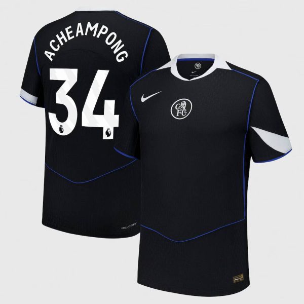 Chelsea Nike Dri Fit Adv Third Match Shirt 2025-26 with Acheampong 34 printing