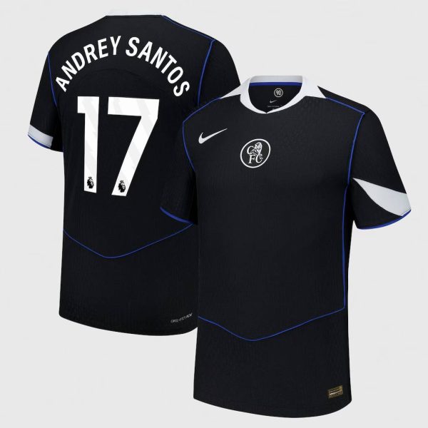 Chelsea Nike Dri Fit Adv Third Match Shirt 2025-26 with Andrey Santos 17 printing