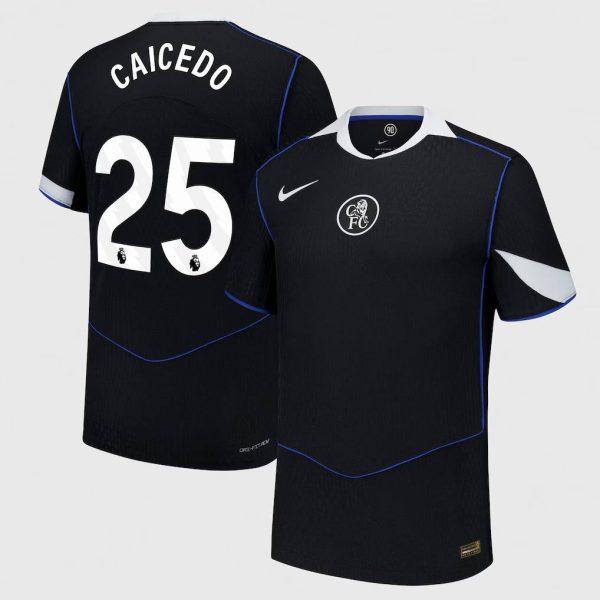 Chelsea Nike Dri Fit Adv Third Match Shirt 2025-26 with Caicedo 25 printing
