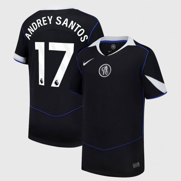 Chelsea Nike Third Stadium Shirt 2025-26 - Kids with Andrey Santos 17 printing