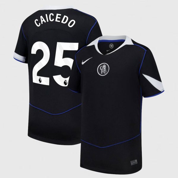 Chelsea Nike Third Stadium Shirt 2025-26 - Kids with Caicedo 25 printing