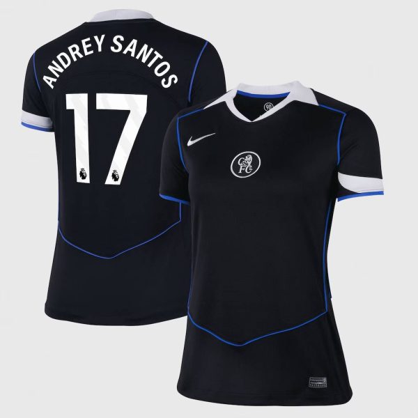 Chelsea Nike Third Stadium Shirt 2025-26 - Womens with Andrey Santos 17 printing
