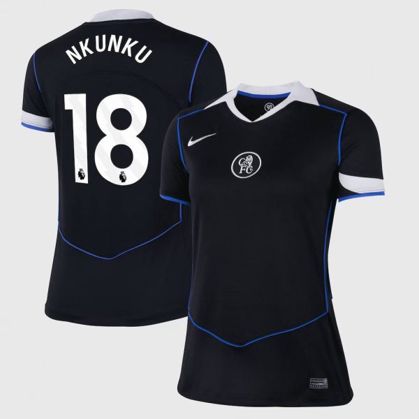 Chelsea Nike Third Stadium Shirt 2025-26 - Womens with Nkunku 18 printing