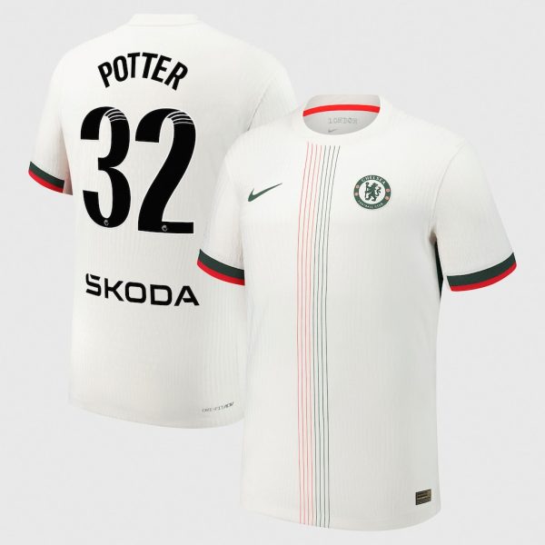 Chelsea WSL Nike Dri-Fit Adv Away Match Shirt 2025-26 with Potter 32 printing