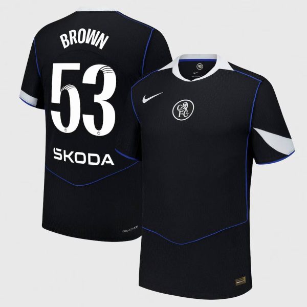 Chelsea WSL Nike Dri Fit Adv Third Match Shirt 2025-26 with Brown 53 printing