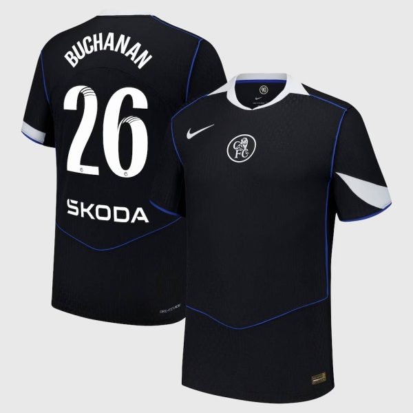 Chelsea WSL Nike Dri Fit Adv Third Match Shirt 2025-26 with Buchanan 26 printing
