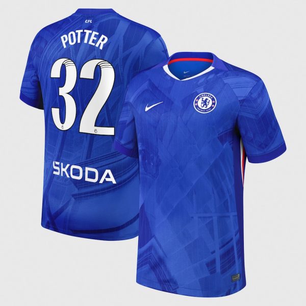Chelsea WSL Nike Home Stadium Shirt 2025-26 with Potter 32 printing