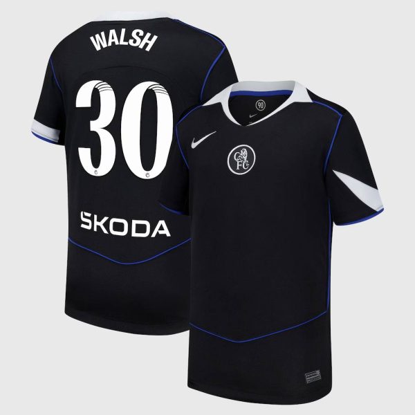 Chelsea WSL Nike Third Stadium Shirt 2025-26 - Kids with Walsh 30 printing