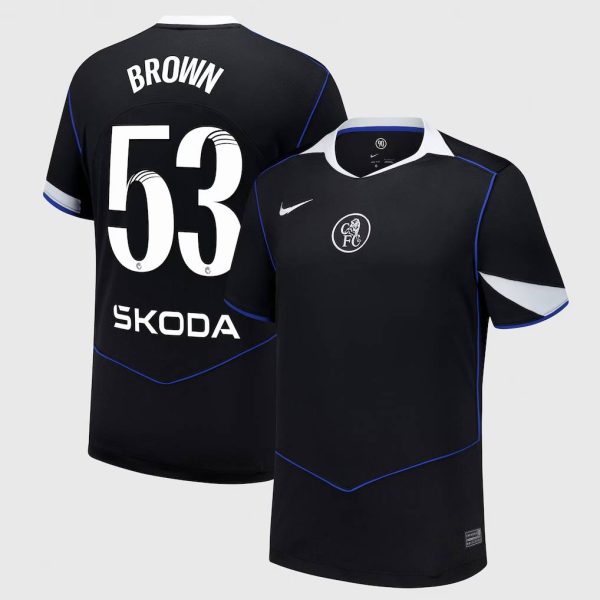 Chelsea WSL Nike Third Stadium Shirt 2025-26 with Brown 53 printing