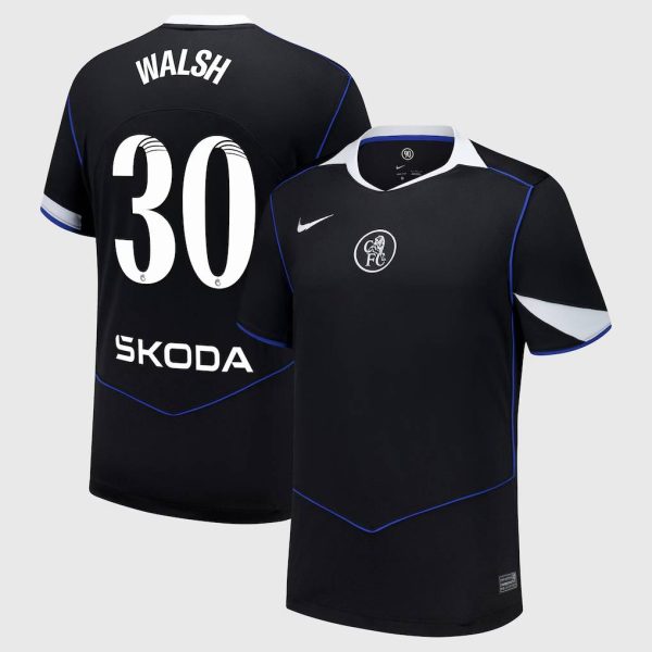 Chelsea WSL Nike Third Stadium Shirt 2025-26 with Walsh 30 printing