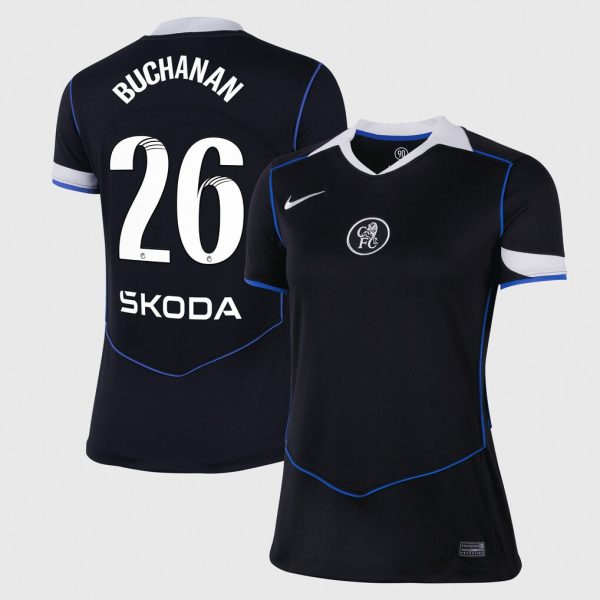Chelsea WSL Nike Third Stadium Shirt 2025-26 - Womens with Buchanan 26 printing