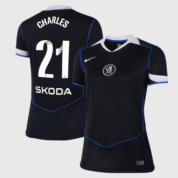 Chelsea WSL Nike Third Stadium Shirt 2025-26 - Womens with Charles 21 printing