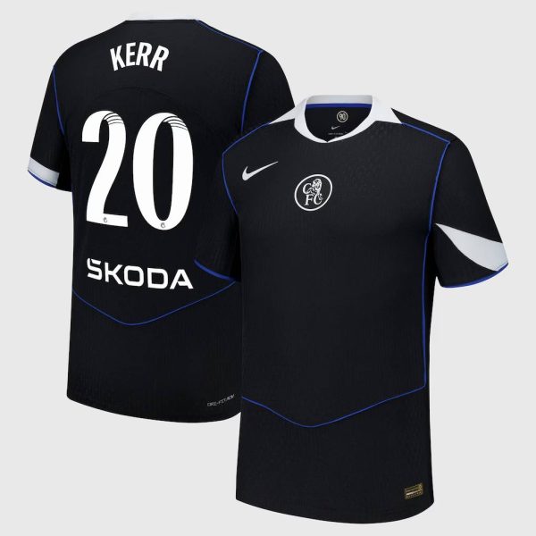 Chelsea WSL Nike Dri Fit Adv Third Match Shirt 2025-26 with Kerr 20 printing
